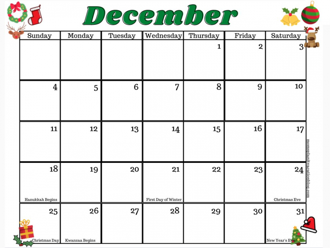 Free Printable December Calendar Printable - Free Printable December Calendar | FREE Printable HQ