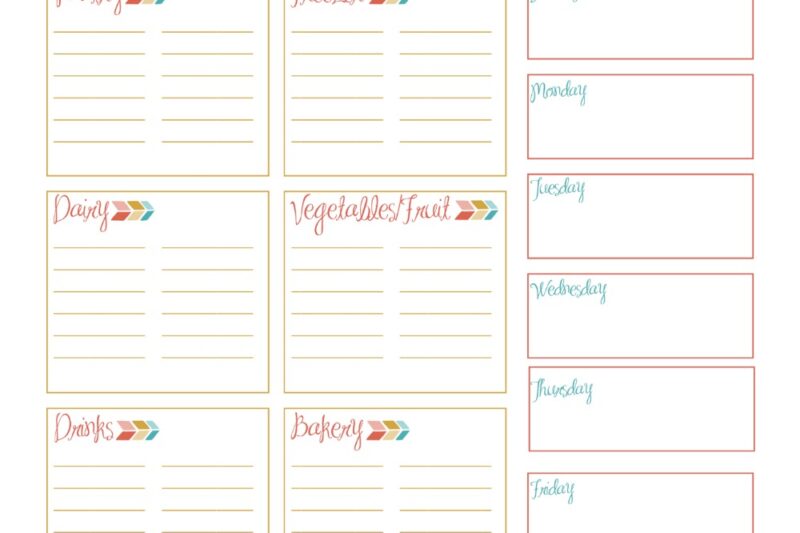 Free Printable Grocery List And Meal Planner