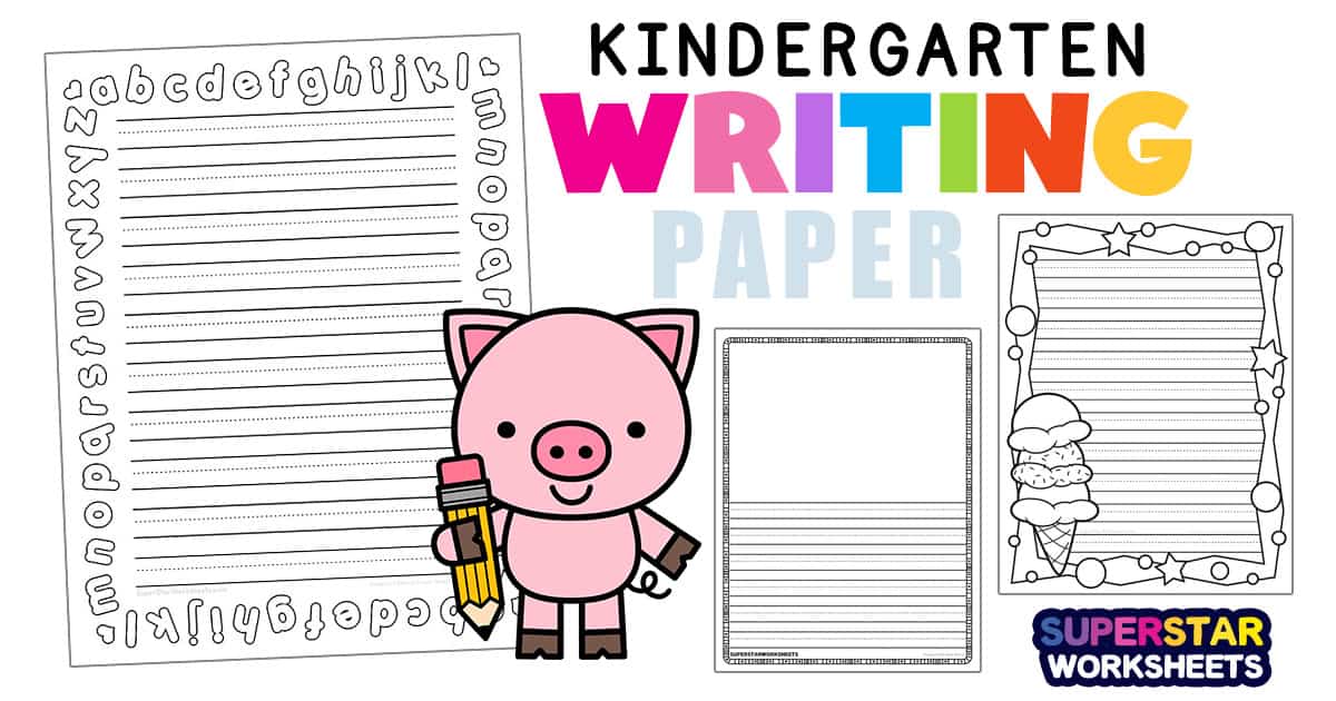 Free Printable Handwriting Paper For Kindergarten featuring lined sections and alphabet border