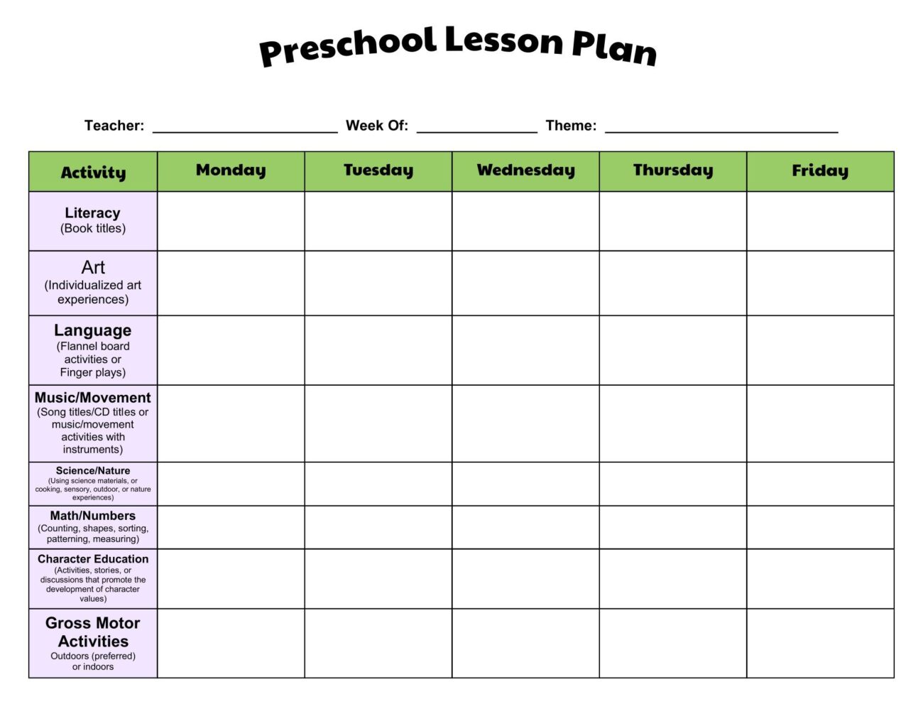 Free Printable Lesson Plans For Preschoolers - Free Preschool Printable Lesson Plans | Fanny Printable