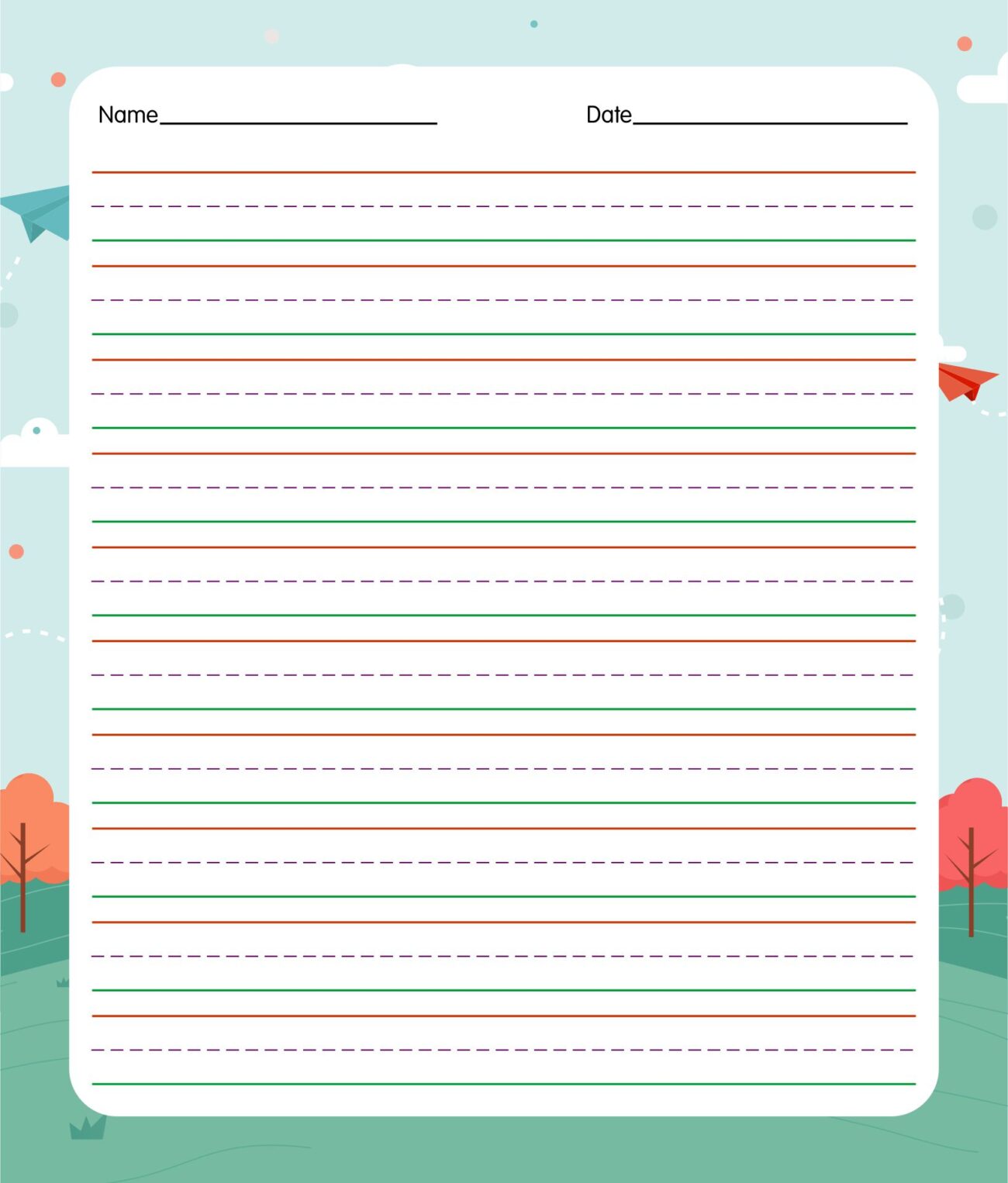 Free Printable Lined Kindergarten Paper - Kindergarten Lined Paper Printable - Printable Free Templates