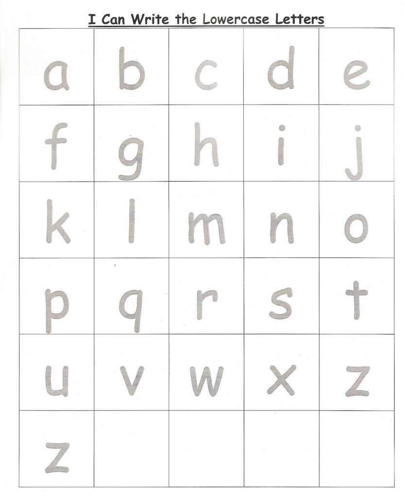 Free Printable Lower Case Letters
