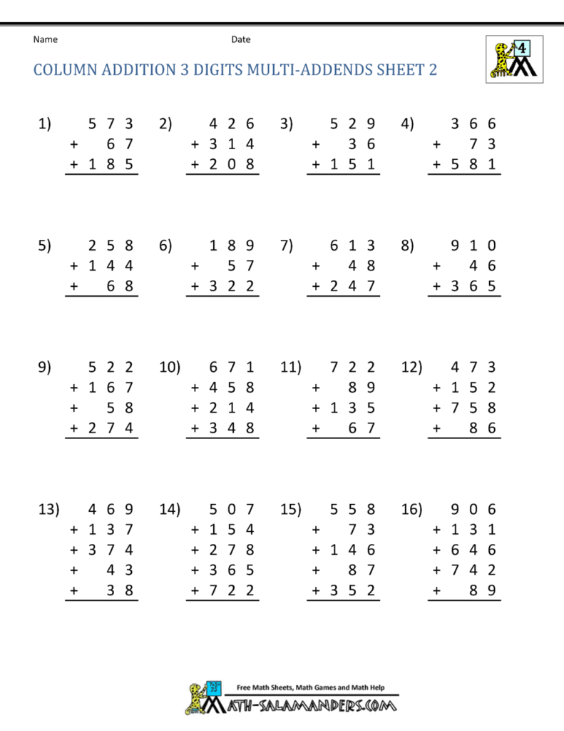 Free Printable Math Worksheets Addition – Free Math Addition Worksheets 4th Grade Free Printable Math Worksheets Addition - Free Math Addition Worksheets 4th Grade