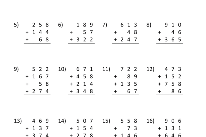 Free Printable Math Worksheets Addition