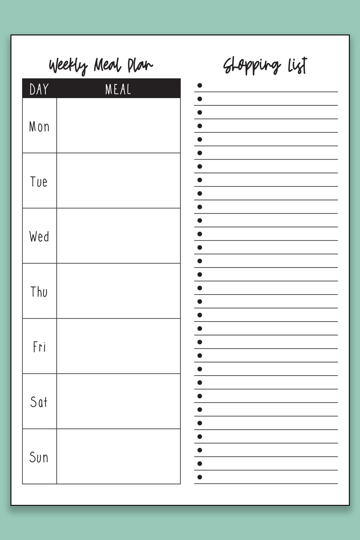 Free Printable Meal Planner And Grocery List - Printable Meal Planner With Grocery List Free Printable Grocery List