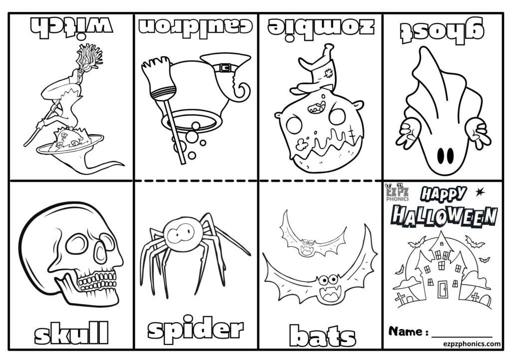 Free Printable Mini Coloring Book Printable for Halloween Free Printable Mini Coloring Book Printable featuring Halloween-themed s like ghosts and bats