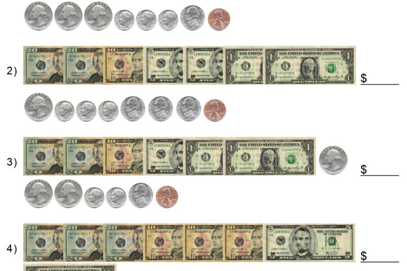 Free Printable Money Counting Worksheets