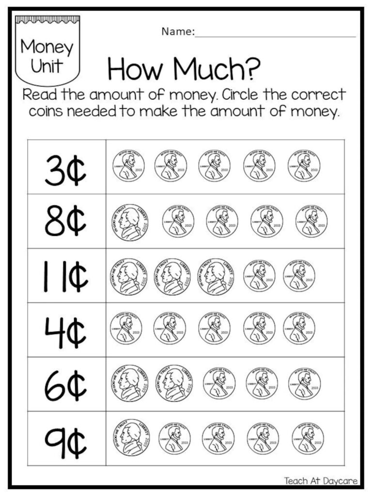 Free Printable Money Worksheets Kindergarten