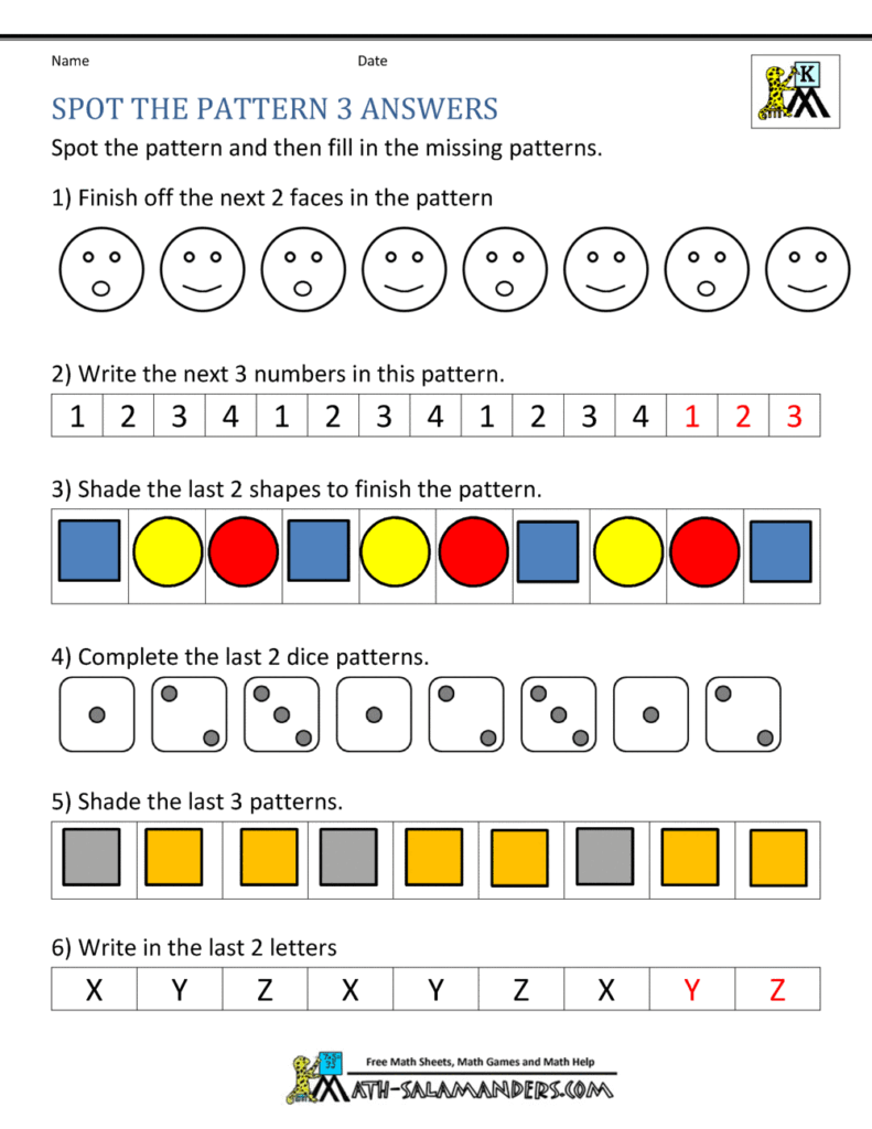 Free Printable Pattern Worksheets For Kindergarten [PDFs] - Worksheets ...