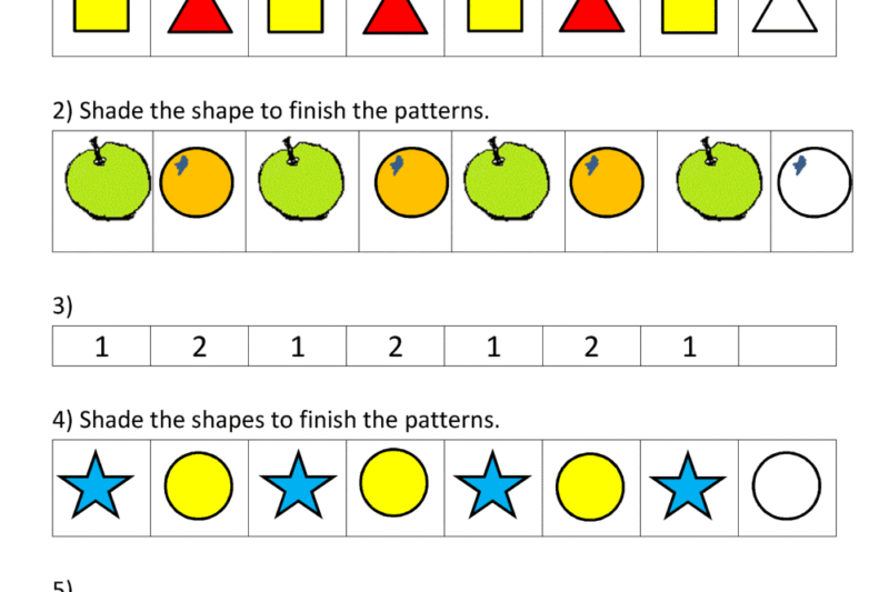 Free Printable Patterns Worksheets For Kindergarten