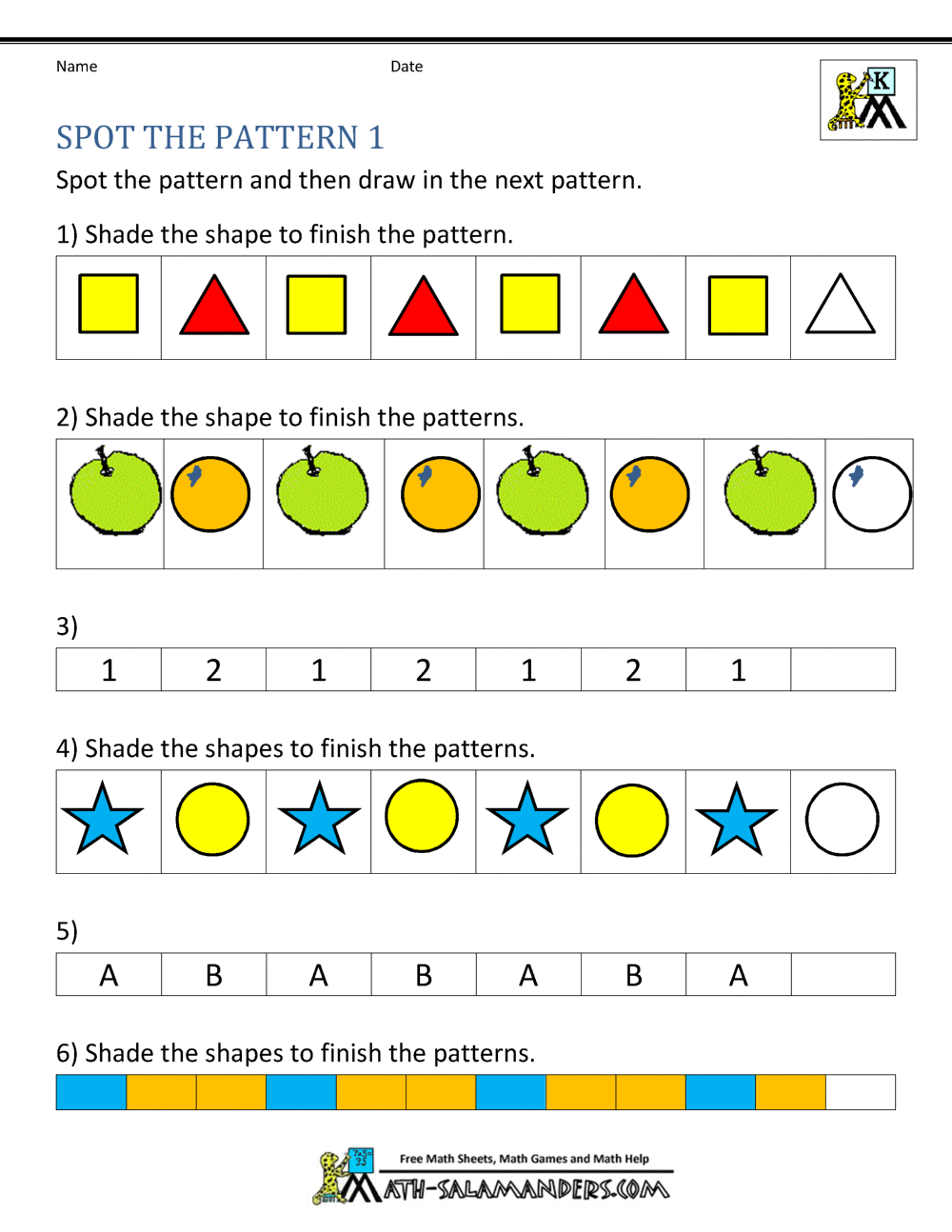 Free Printable Patterns Worksheets For Kindergarten - Pattern Printable Worksheets Kindergarten