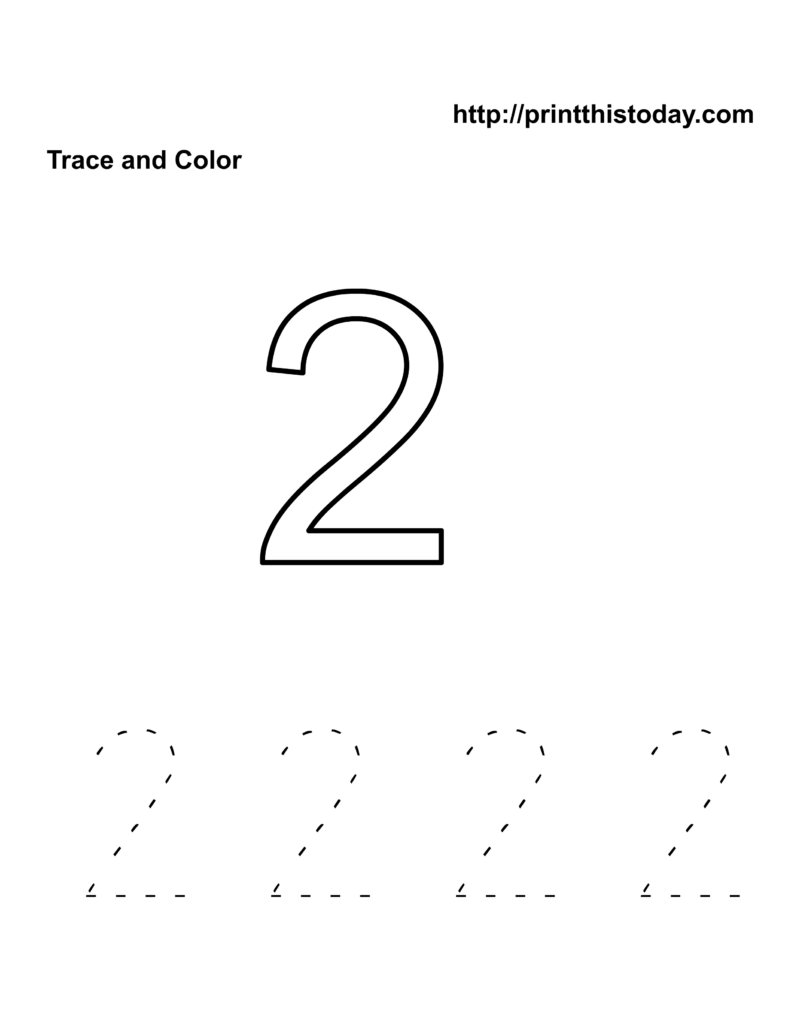 Free Printable Preschool Worksheets Math – Number Two Tracing Free Printable Preschool Worksheets Math featuring a number two tracing and coloring activity