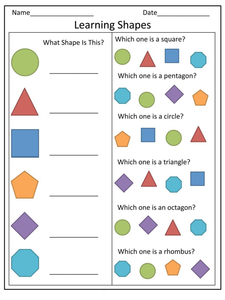 Free Printable Shape Worksheets For Kindergarten - Shapes Worksheets For Kindergarten Free Printables