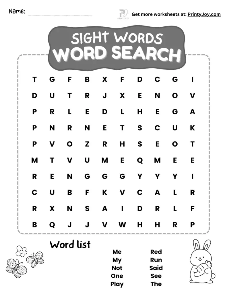 Free Printable Sight Word Search Free Printable Sight Word Search
