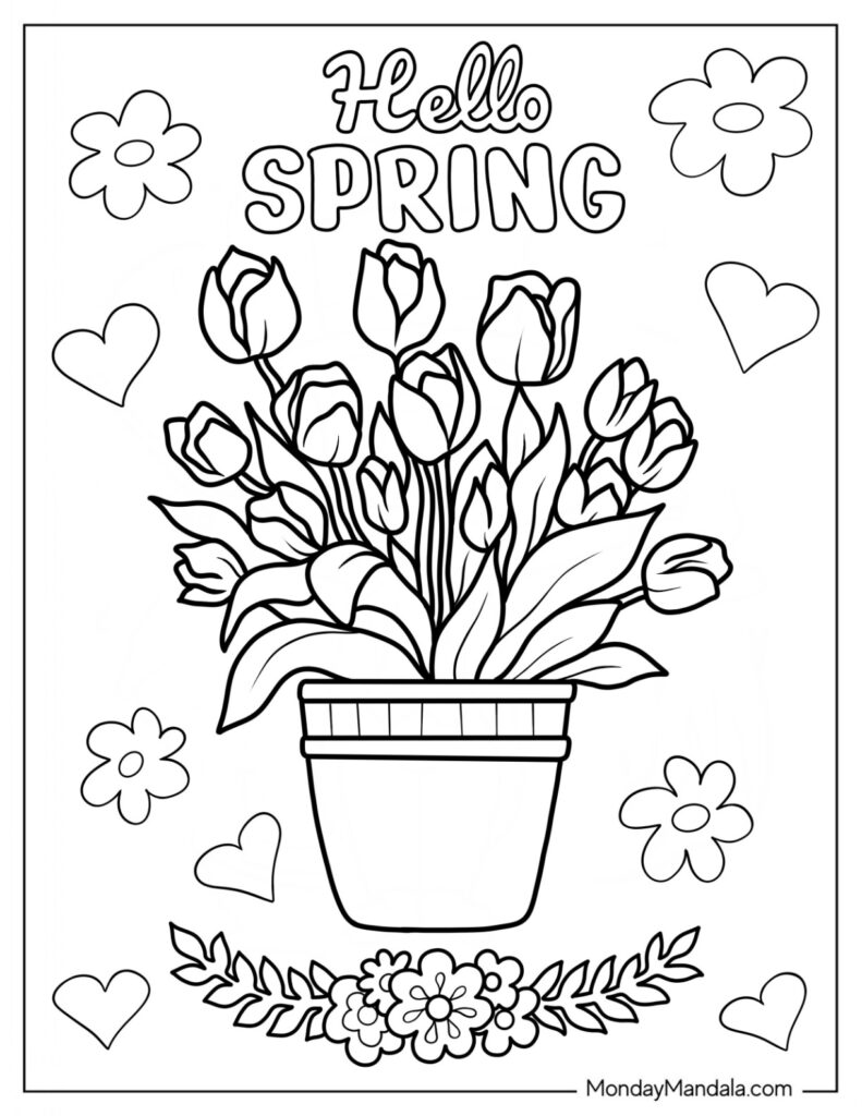 Free Printable Spring Flowers Coloring Pages Free Printable Spring Flowers Coloring Pages
