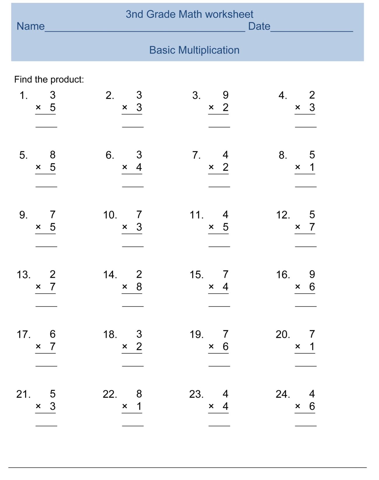 Free Printable Third Grade Math Worksheets - 3rd Grade Math Worksheets | Third Grade Math Worksheets & Math ...