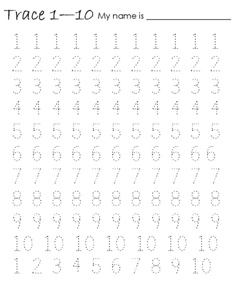 Free Printable Tracing Numbers 1-10 Worksheets Pdf at John Ferres blog