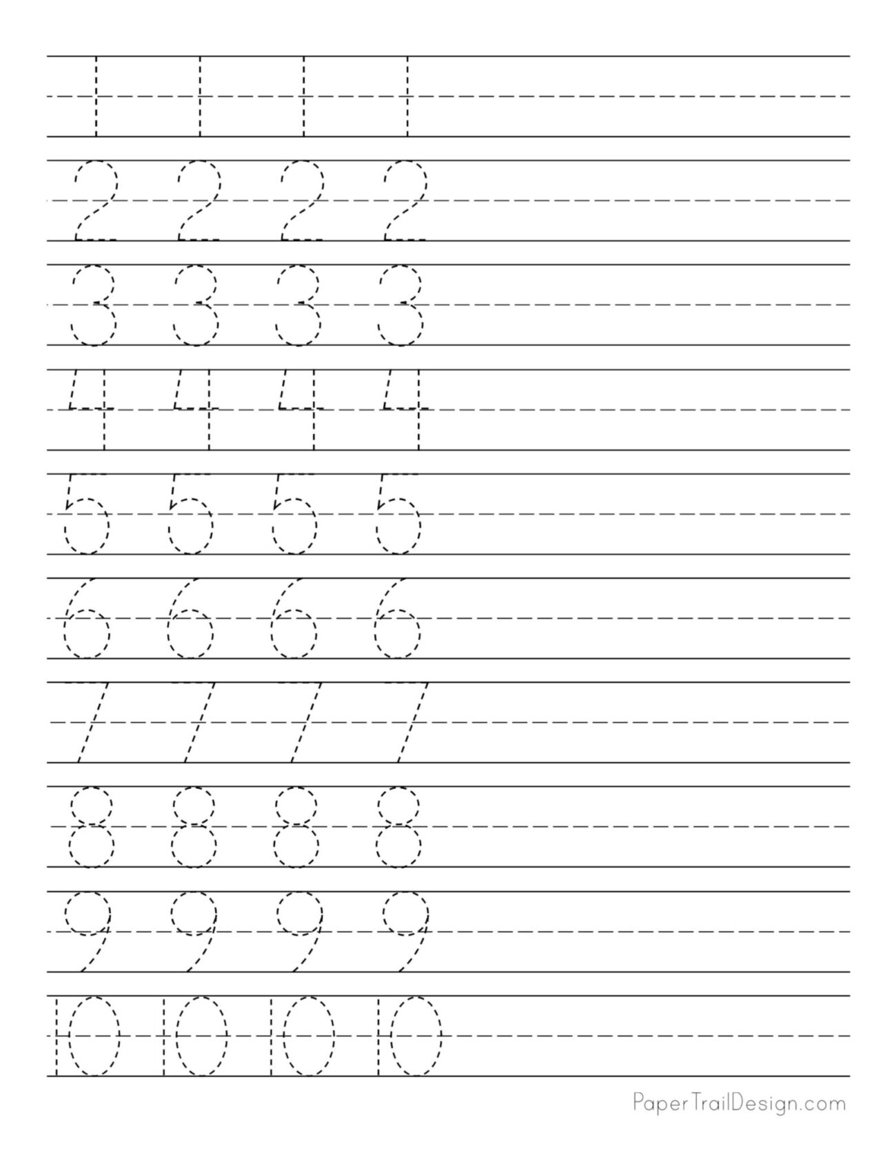 Free Printable Tracing Numbers Worksheets For Preschoolers - Free Printable Number Tracing Worksheets