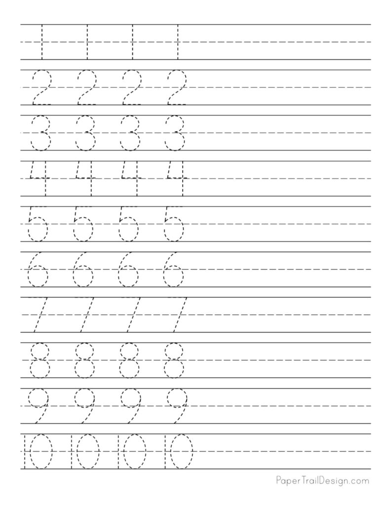 Free Printable Tracing Numbers Worksheets For Preschoolers - Free Printable Number Tracing Worksheets