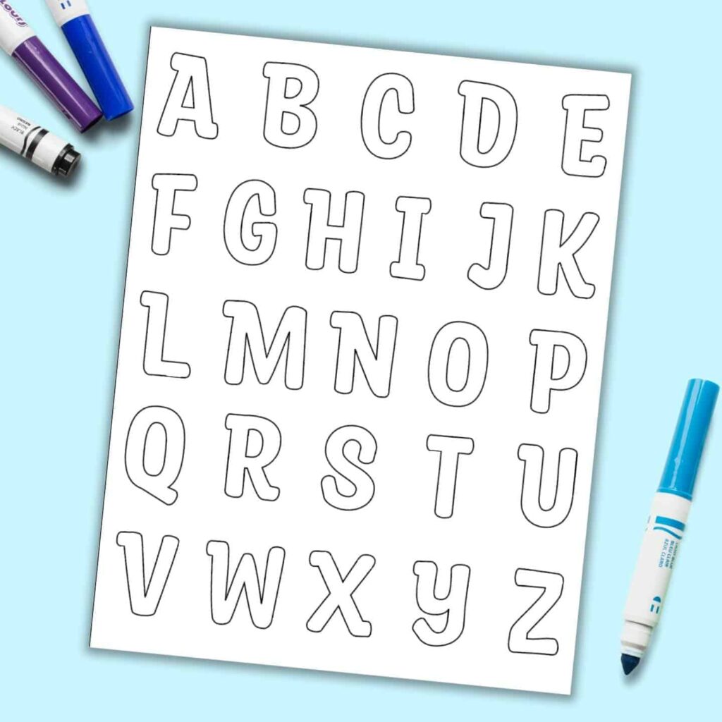 Printable uppercase bubble letters alphabet for educational use and crafts