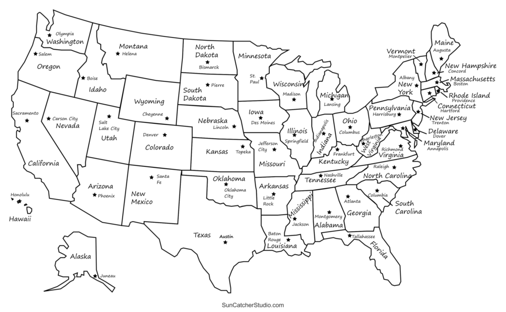 Free Printable Us States Map – Printable USA Map With Capitals Free Printable Us States Map - Printable USA Map With Capitals