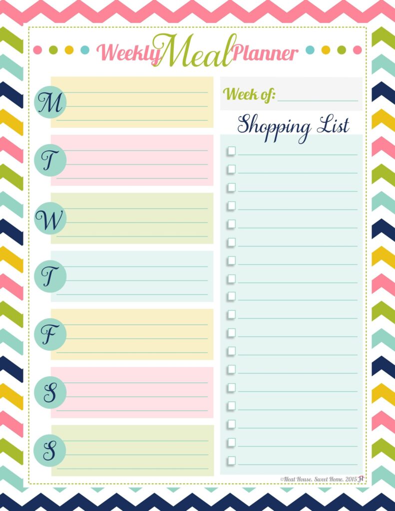 Free Printable Weekly Meal Planner Template With Grocery List ...