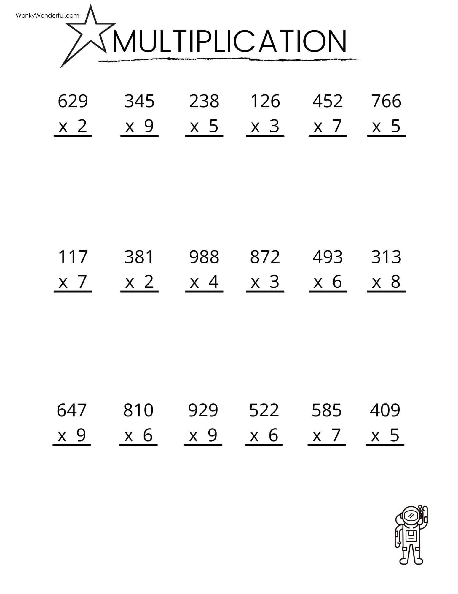 Free Printable Worksheets For Fifth Graders featuring multiplication exercises for practice
