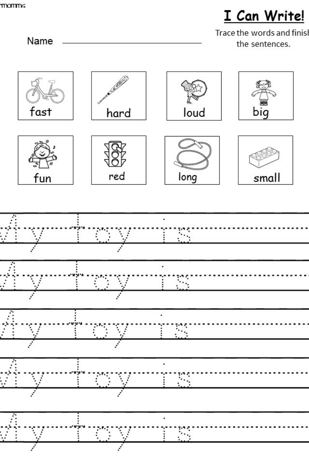 Free Printable Writing Worksheets Kindergarten - Printable Calendars AT ...