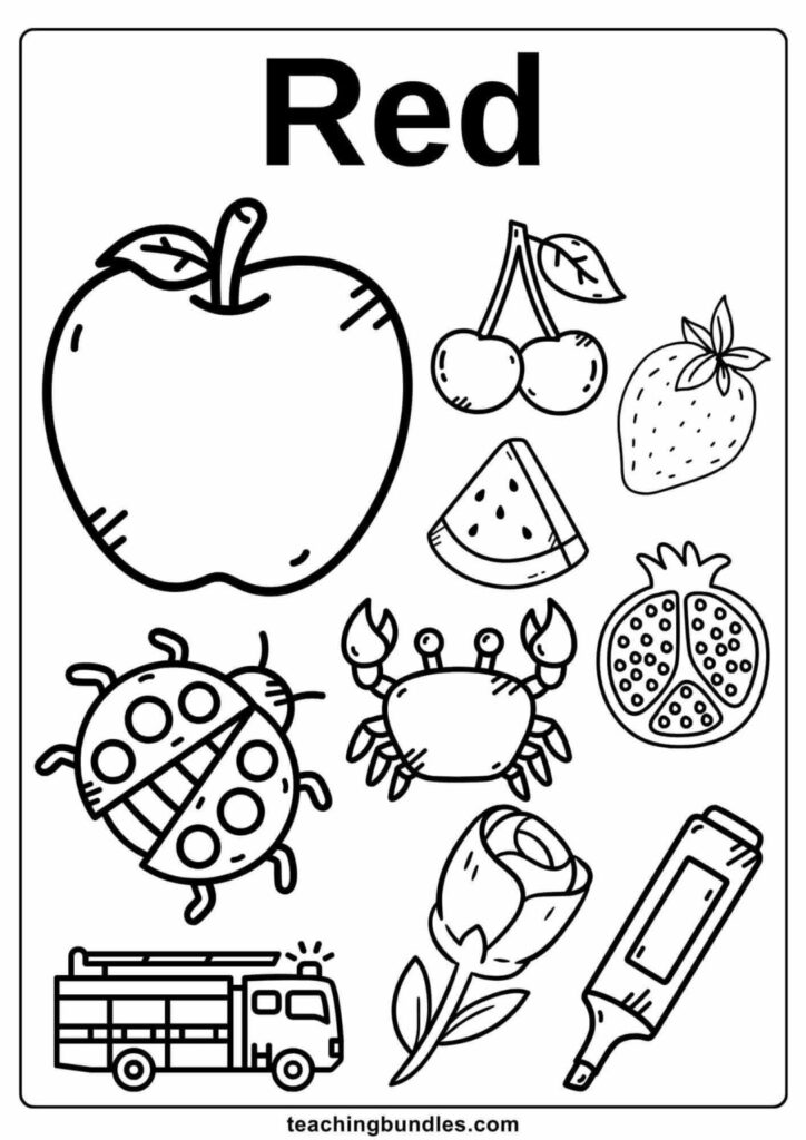Free Red Color Worksheets - Teachingbundles