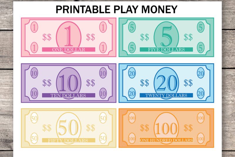 Free Template For Play Money
