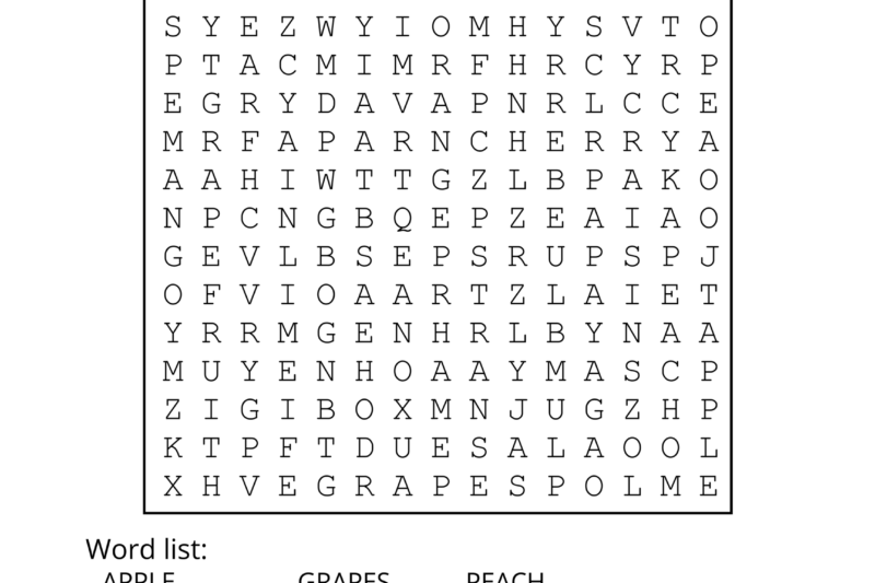 Free Word Search Printable Worksheets