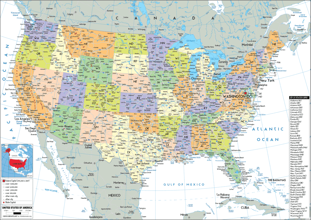 Full Page Printable Map Of The United States - Map Of The Usa Printable