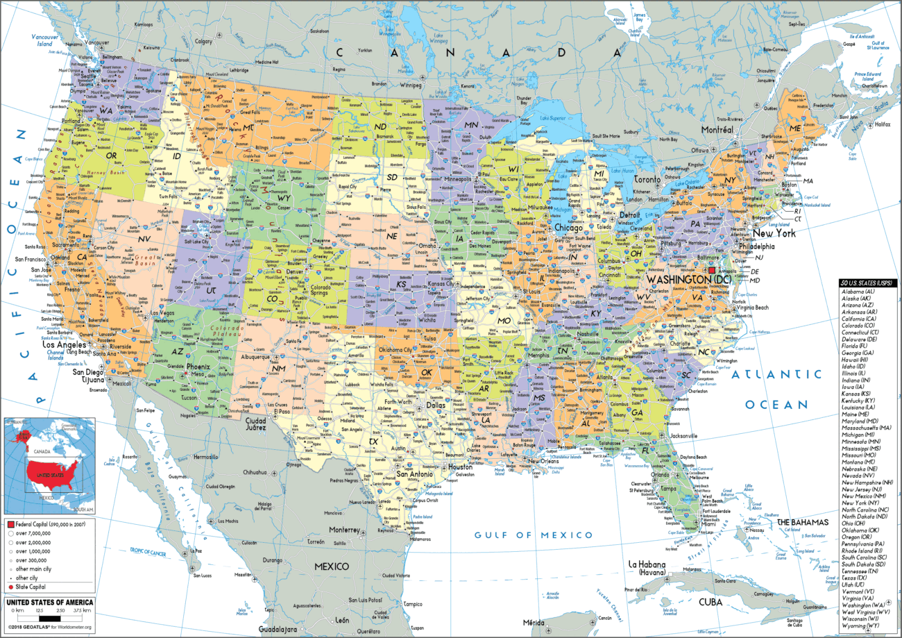 Full Page Printable Map Of The United States - Map Of The Usa Printable