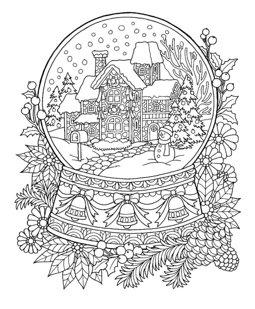 Full Size Printable Adult Coloring Pages Christmas