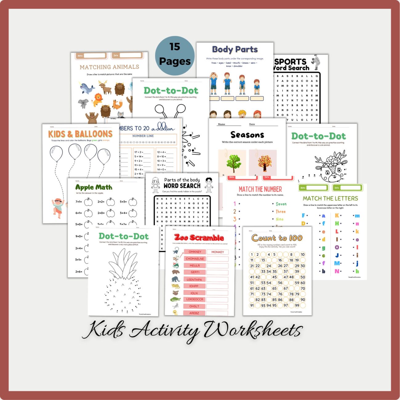 Fun Activity Sheets For Kids - Kids Activity Worksheets, Fun Activity Printable Pages, Preschool ...