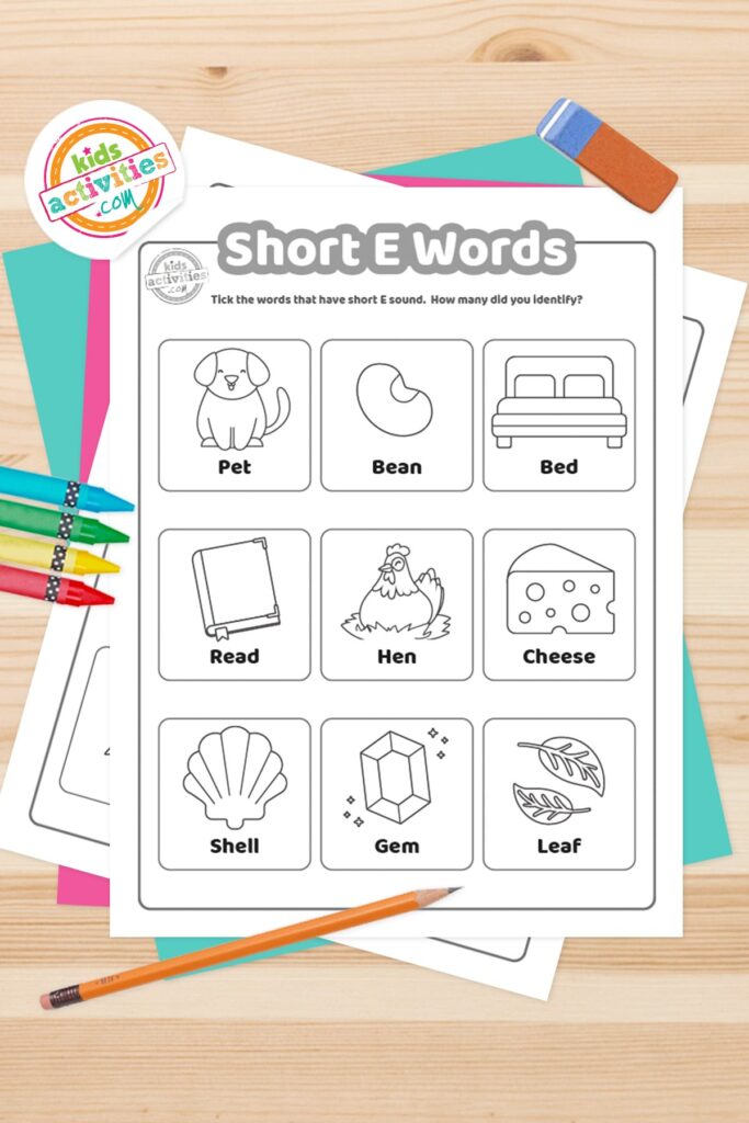 Fun Printable Activities For Kids: Short E Words Worksheet Fun Printable Activities For Kids - Engaging short E words worksheet for kids featuring fun activities to enhance learning