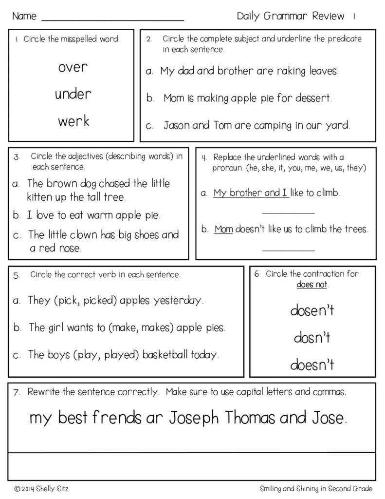 Fun Worksheets For 2nd Grade – Daily Grammar Review Engaging daily grammar review worksheet for Fun Worksheets For 2nd Grade students