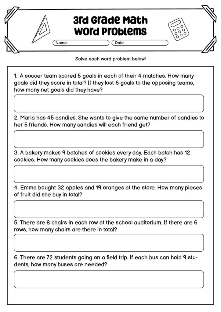 Grade 3 problem solving worksheets | Division and multiplication word ...