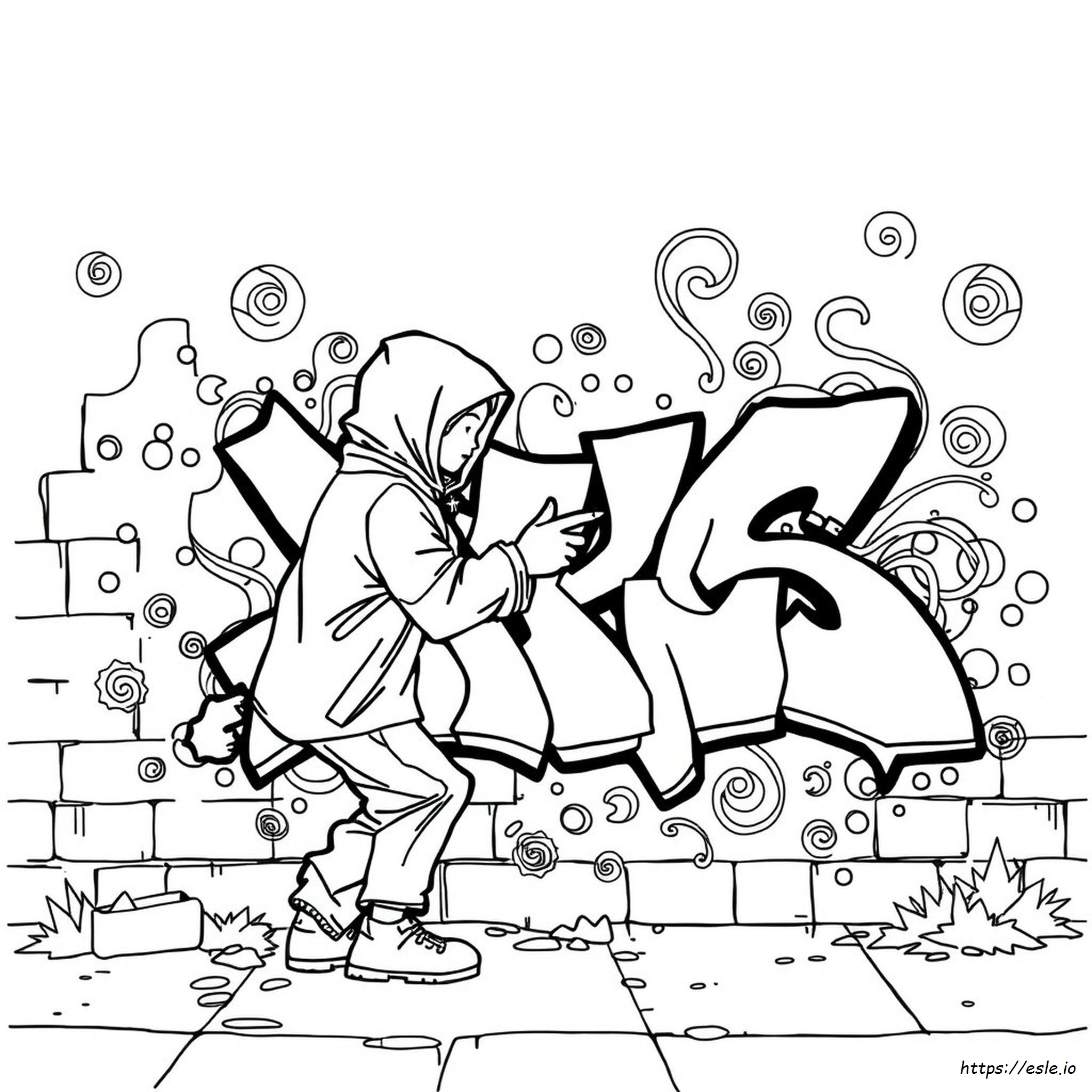 Intricate trippy graffiti coloring pages for adults featuring a character and vibrant designs