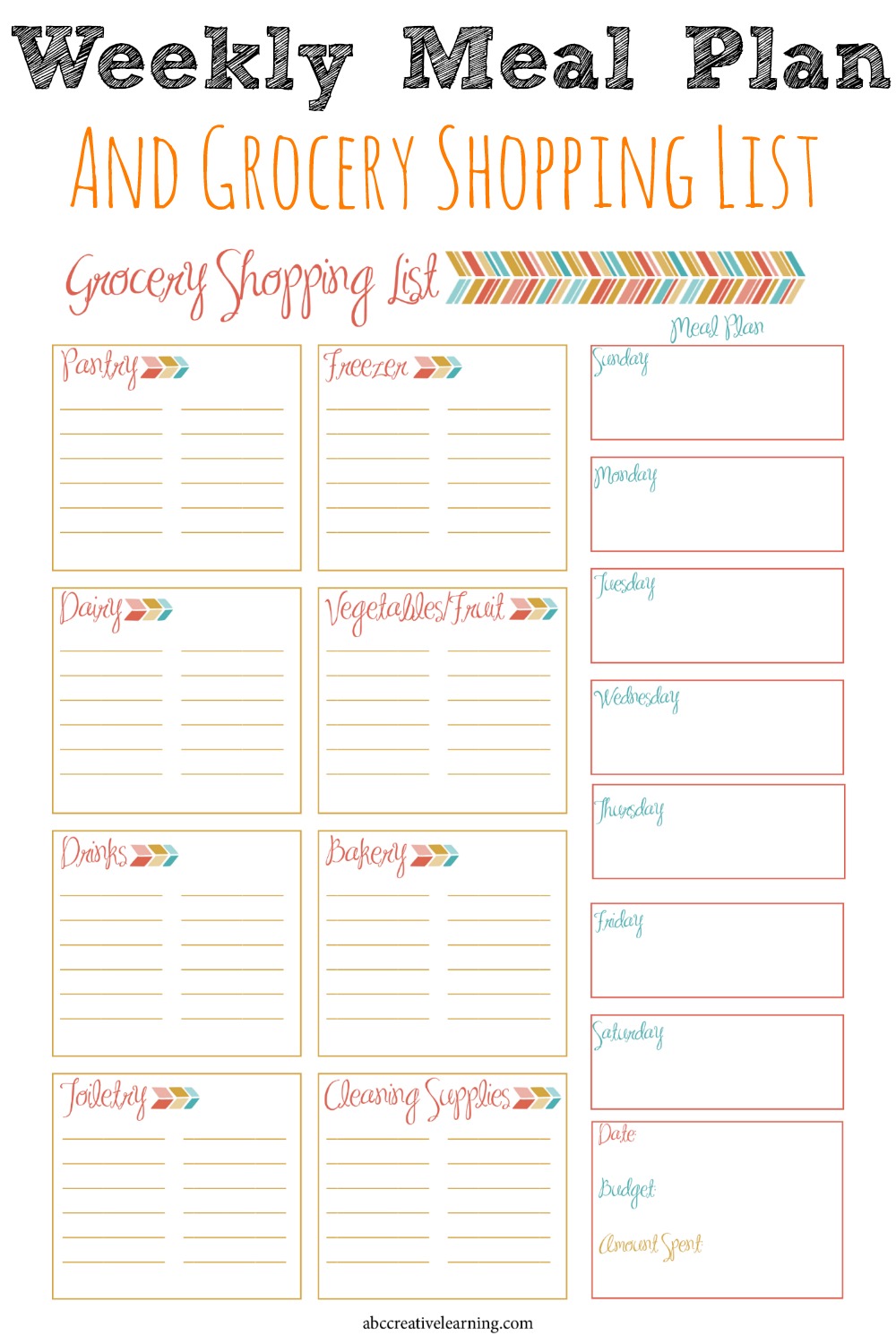 Grocery List For A Week Of Meals - Weekly Meal Planner Template With Grocery List at Bernard Baril blog