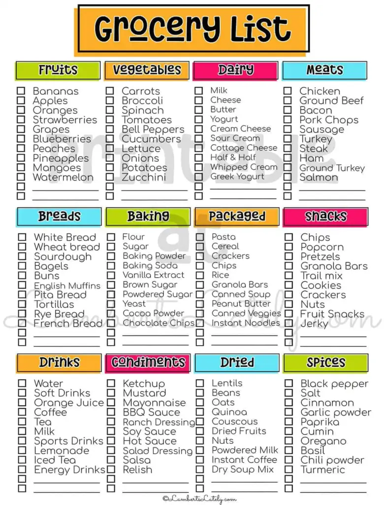 Grocery List Template (Free Printables) | LL Home