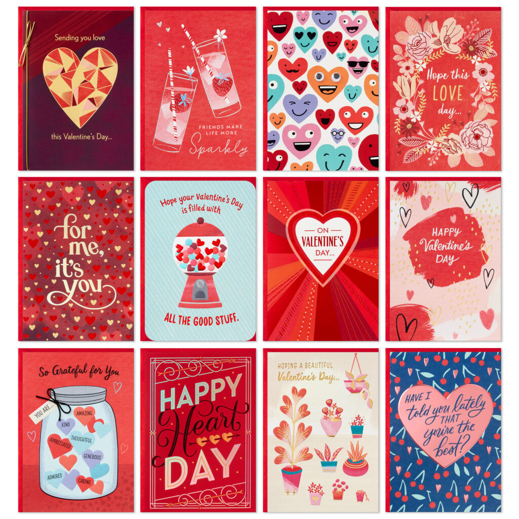 Hallmark Free Printable Valentines Cards - Bold and Bright Assorted Valentine's Day Cards, Pack of 12 - Boxed ...