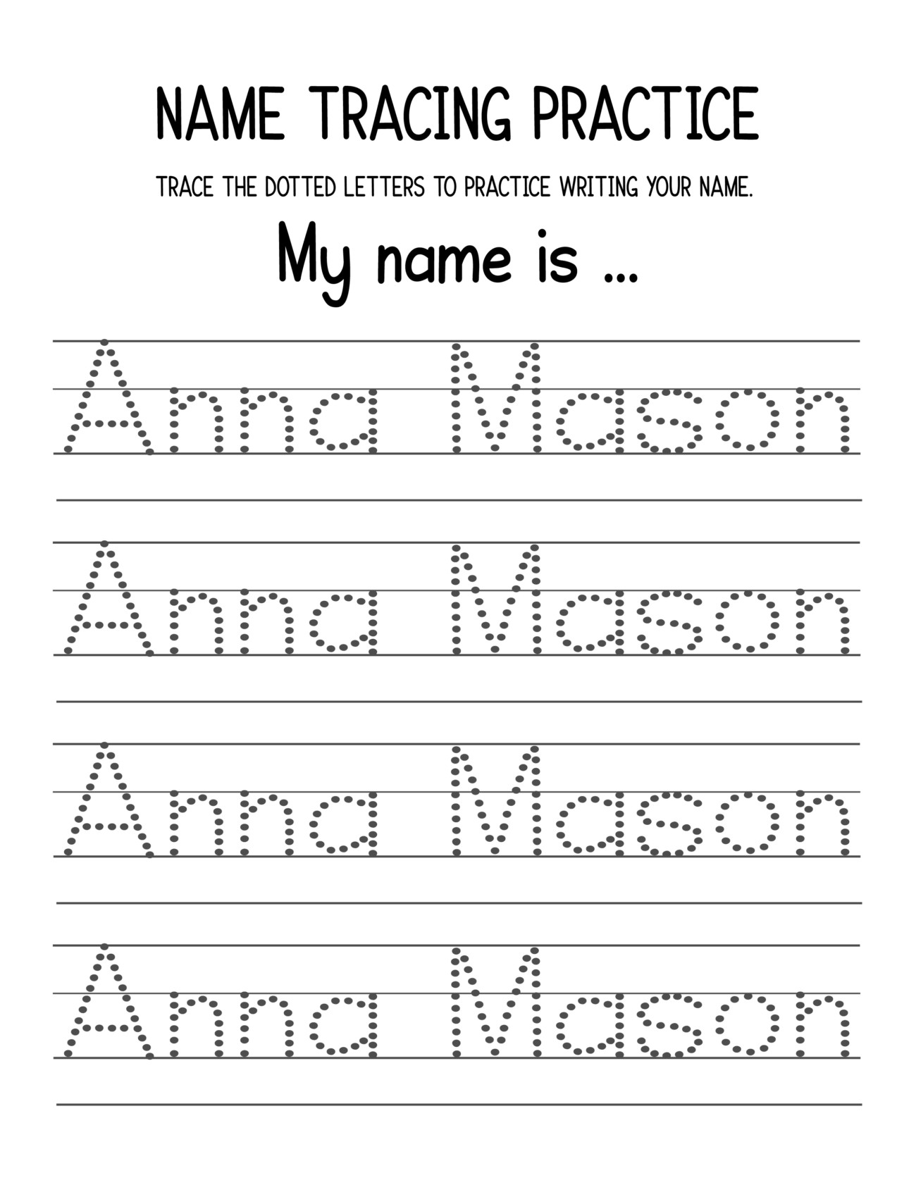 Handwriting Name Practice Sheets Free - Free Printable Handwriting Name Worksheets