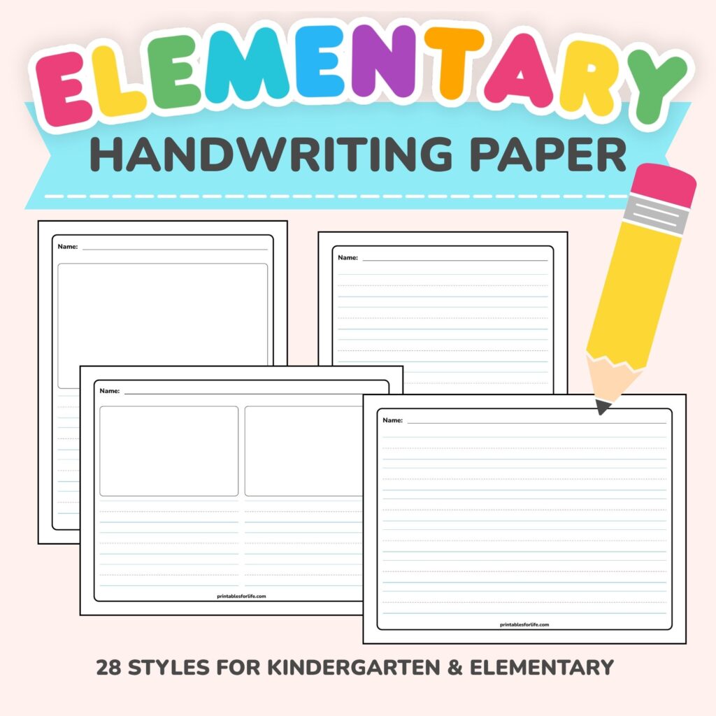 Elementary Handwriting Paper for Writing Practice Variety of elementary handwriting paper templates with lines for writing
