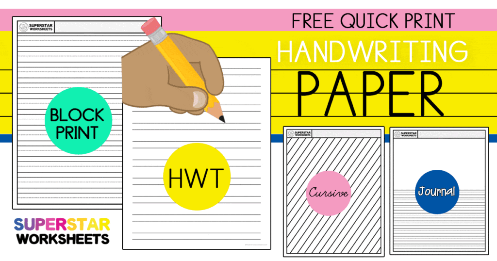 Handwriting Paper for Kids Handwriting paper template with block print and cursive options for kids