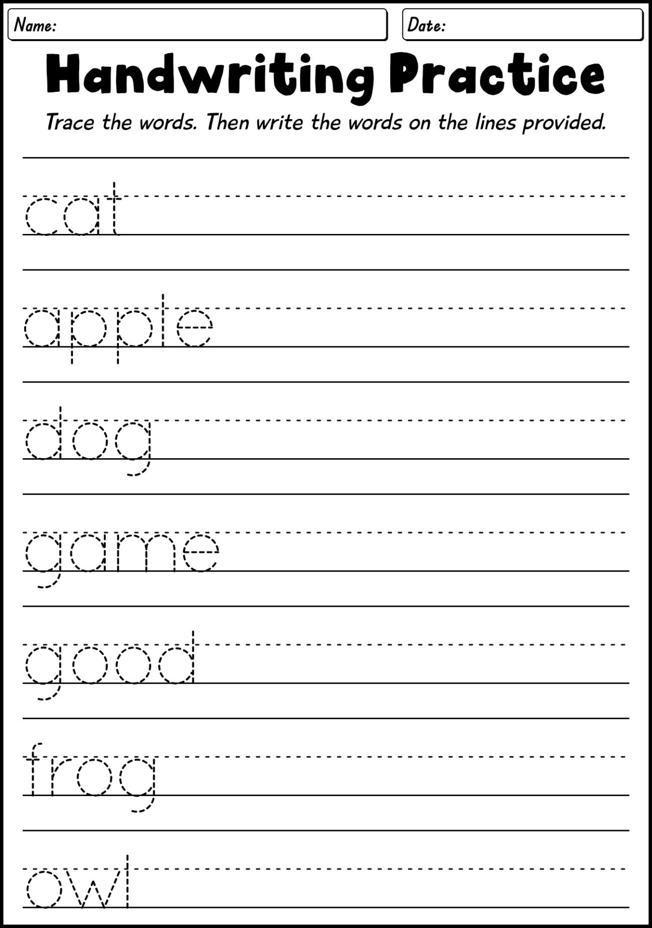 Handwriting Practice Sheets 1st Grade - 19 Writing Worksheets For 1st Graders - Free PDF at worksheeto.com