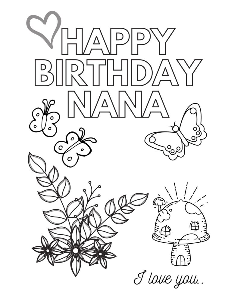 Happy Birthday Nana Coloring Pages