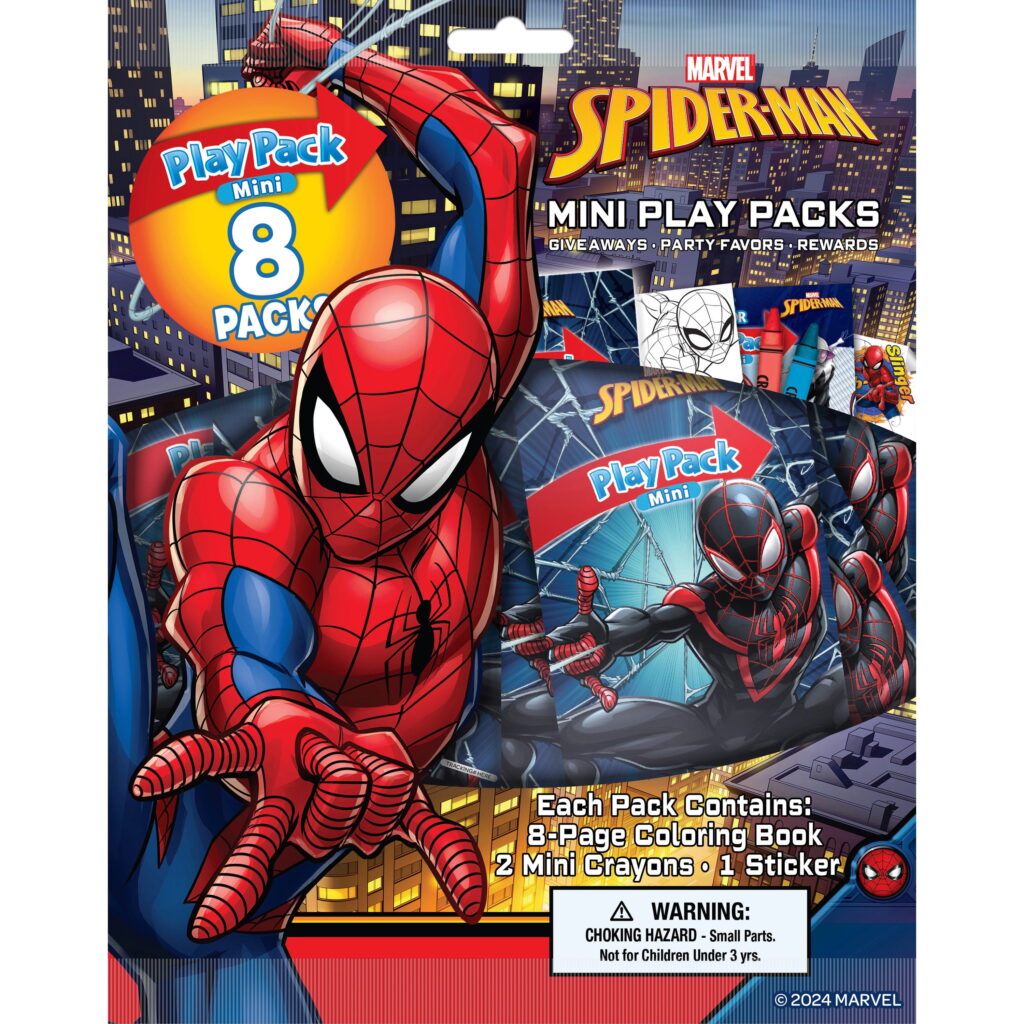 Hello Kitty And Spiderman Coloring Page featuring Spiderman in a colorful play pack design