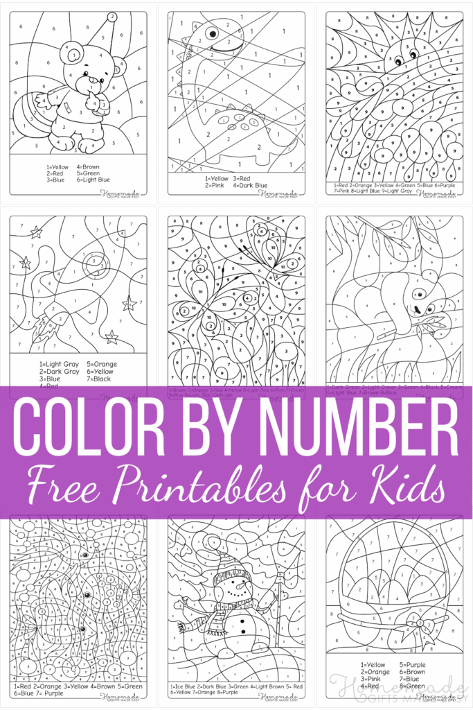 Kids Color By Number Printable – Fun Coloring Pages Free Kids Color By Number Printable featuring various fun designs for children to color