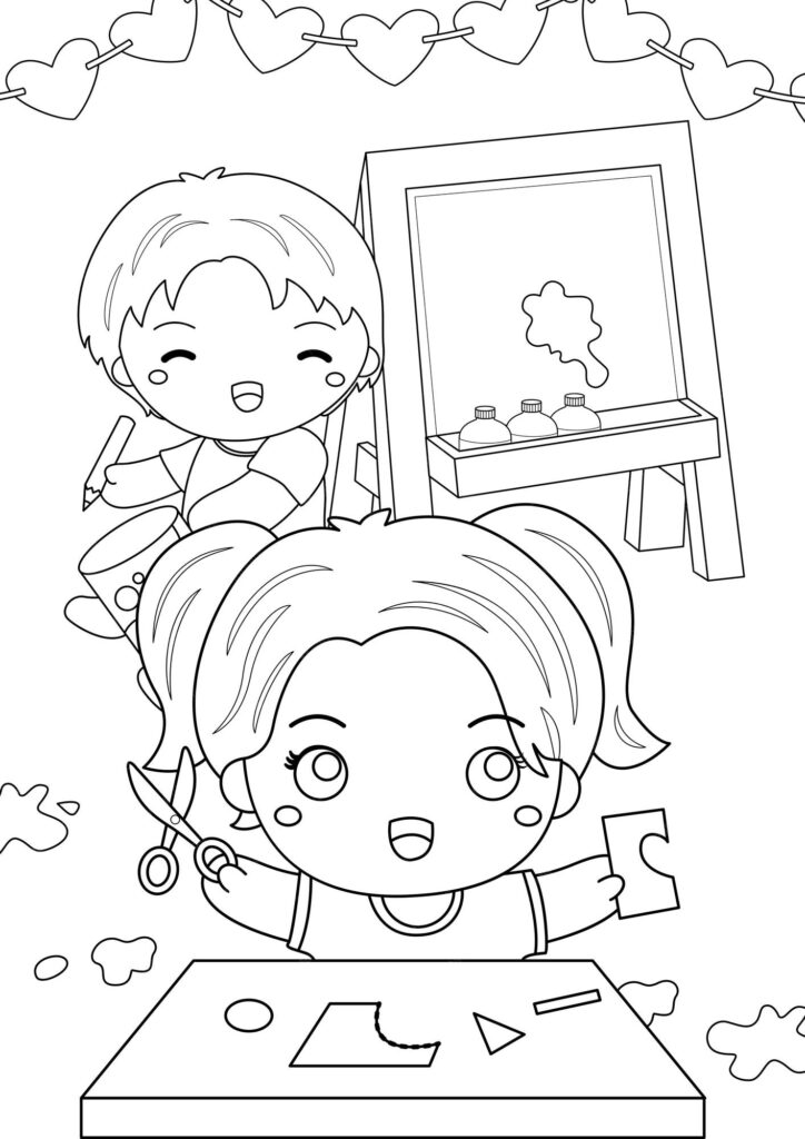 Kids crafting and painting coloring pages a4 for kids and adult … Kids crafting and painting coloring pages a4 for kids and adult ...